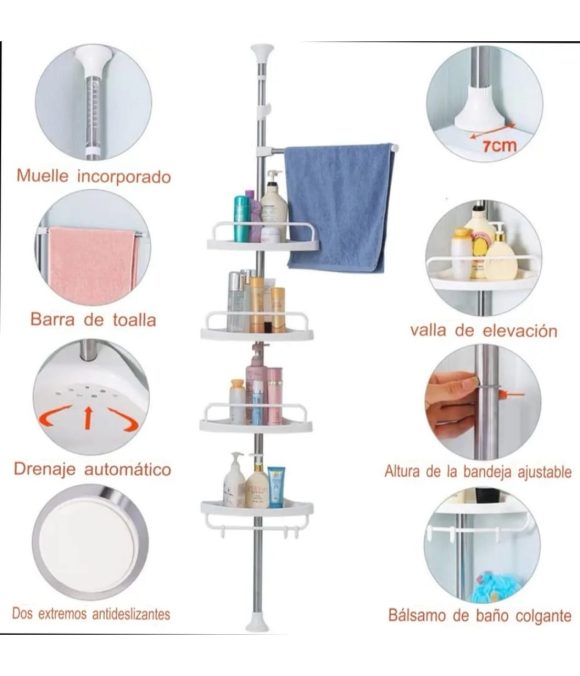 Esquinero Organizador De Ducha 4 Niveles Ajustable - Imagen 3