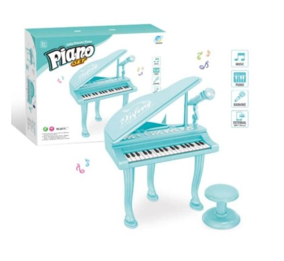 Piano Musical Con Micrófono Y Asiento Para Niños