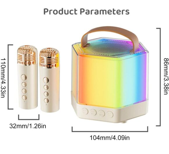 Mini Parlante Portatil Con Luces + 2 Microfonos - Imagen 4
